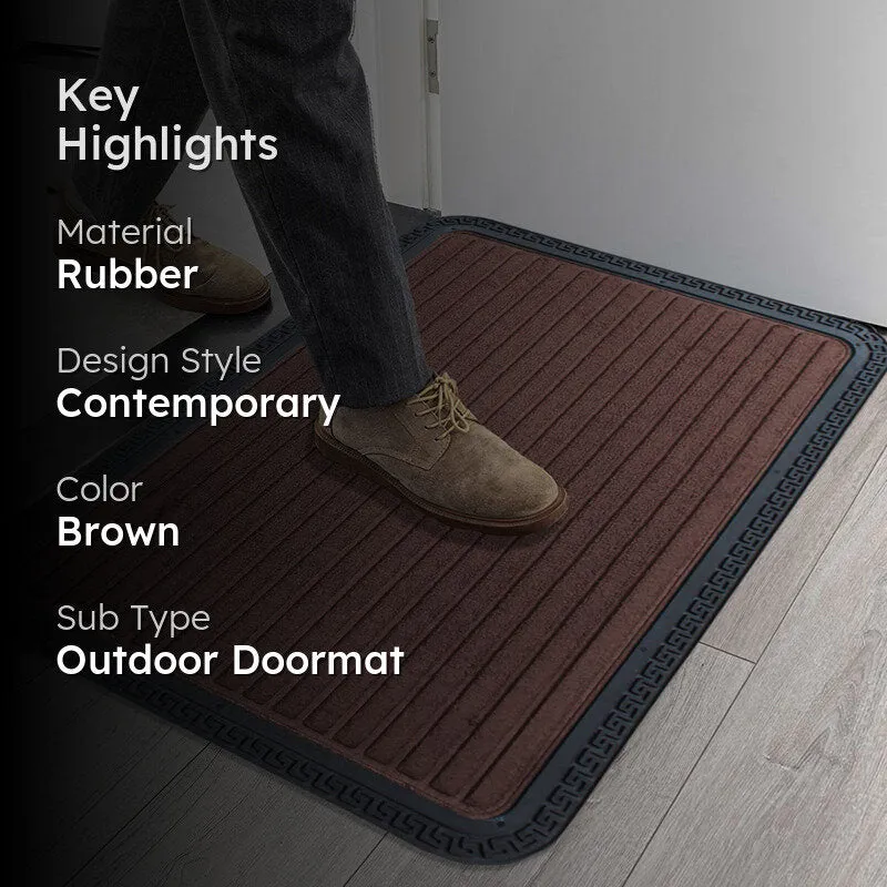 Cara Stripe Rubber Door Mats - Brown media 2