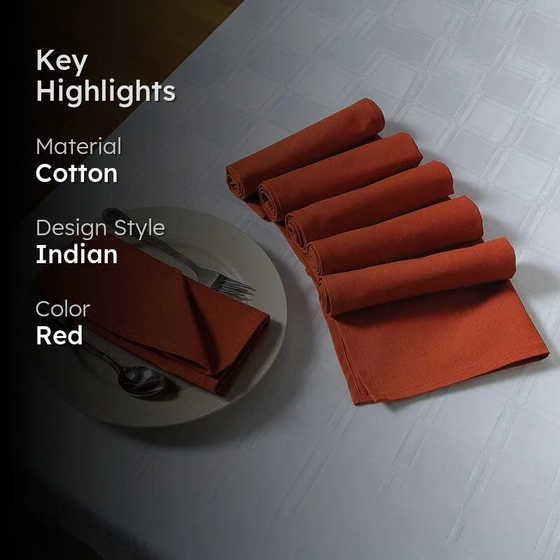 Swayam Rust Orange Cotton Dinner Napkins - Set Of Six media 2