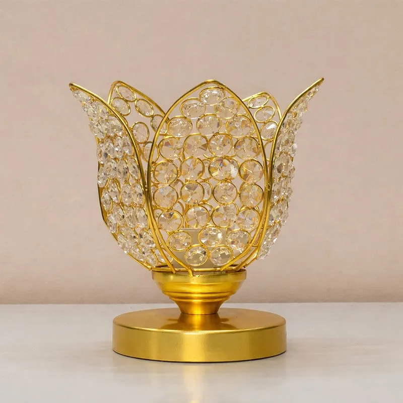 Floral Culture Metal Table Lamp - Gold media 6