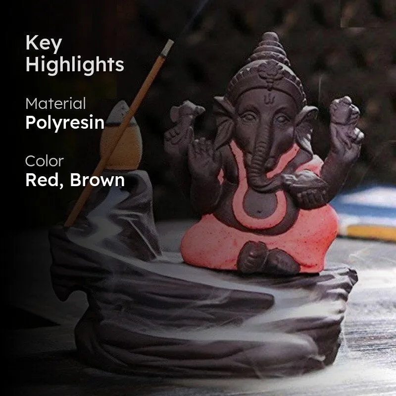 Lord Ganapathi Smoke Fountain - Peach & Black media 2