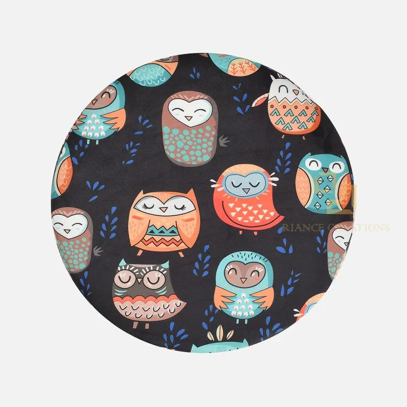 Avira Owl-print Velvet Pouffe - Black media 5