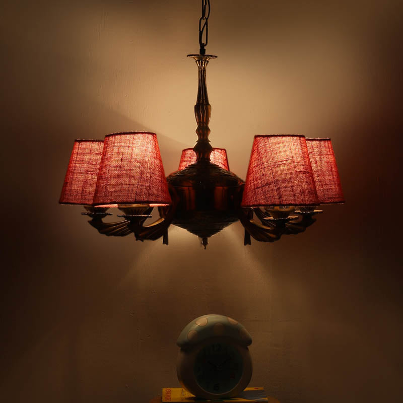 Ruddy Conical Golden Antique Ceiling Lamp