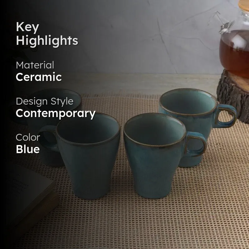 Jamin Ceramic Coffee Mug (300 mL Each) - Set of Four media 2