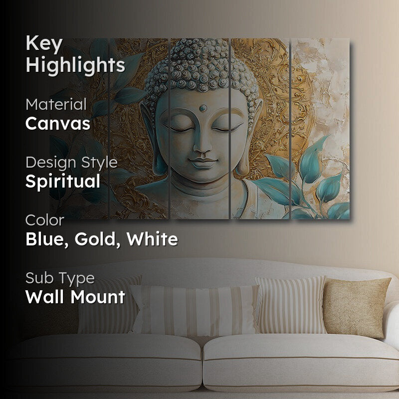 Buddha Calm Canvas Wall Art - Set Of Five media 2