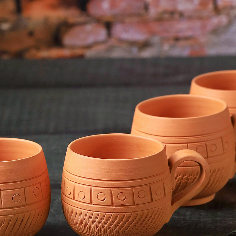 Raw Terracotta Tea Cup (160 mL Each) -  Set of Six media 4