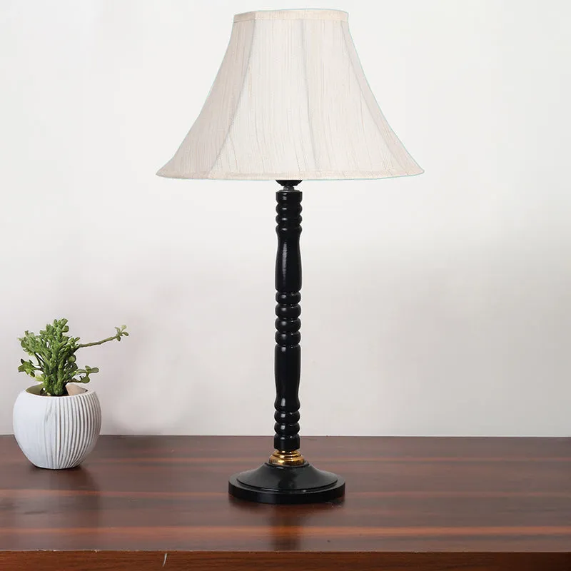 Coral Cove Table Lamp With Wooden Base - White,Black media 3