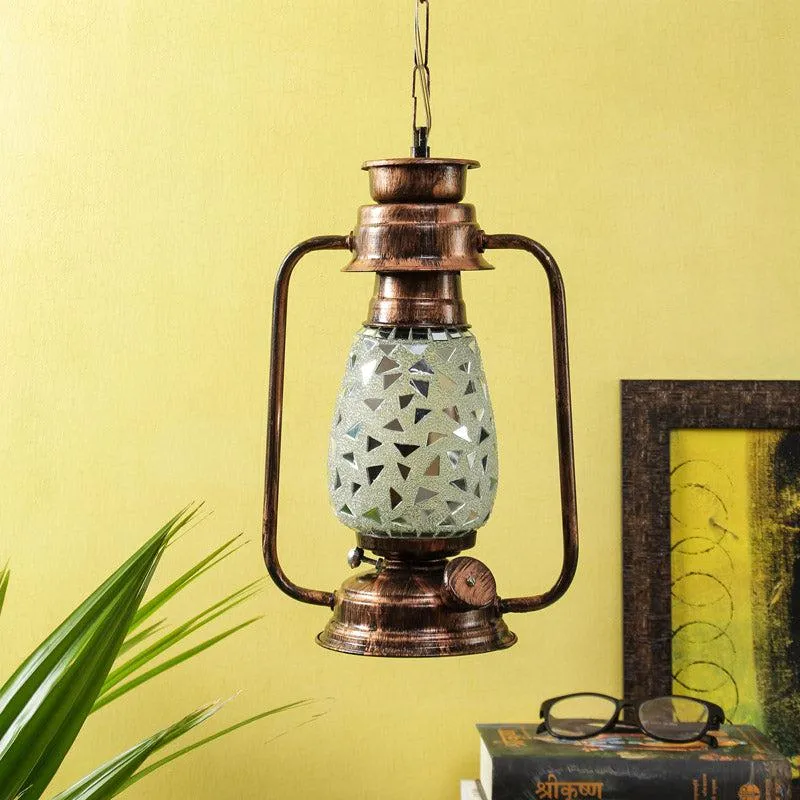 Dvija Mosaic Lantern Glass Ceiling Lamp - Copper media 3