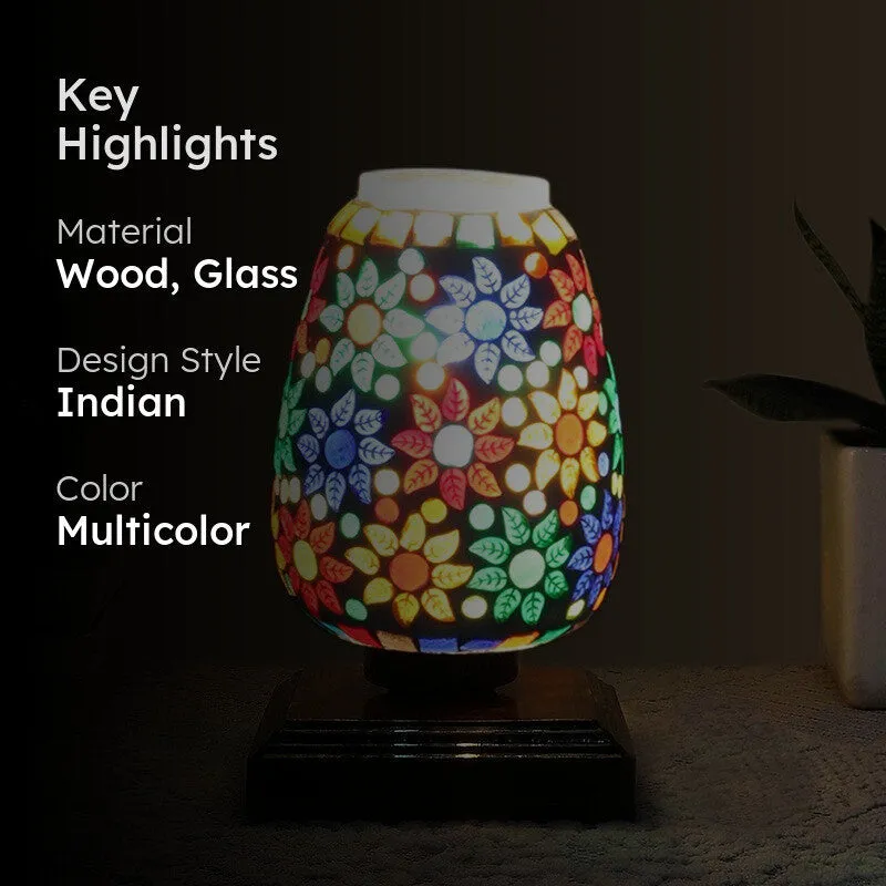 Levana Glass Table Lamp With Wooden Base - Multicolor media 2