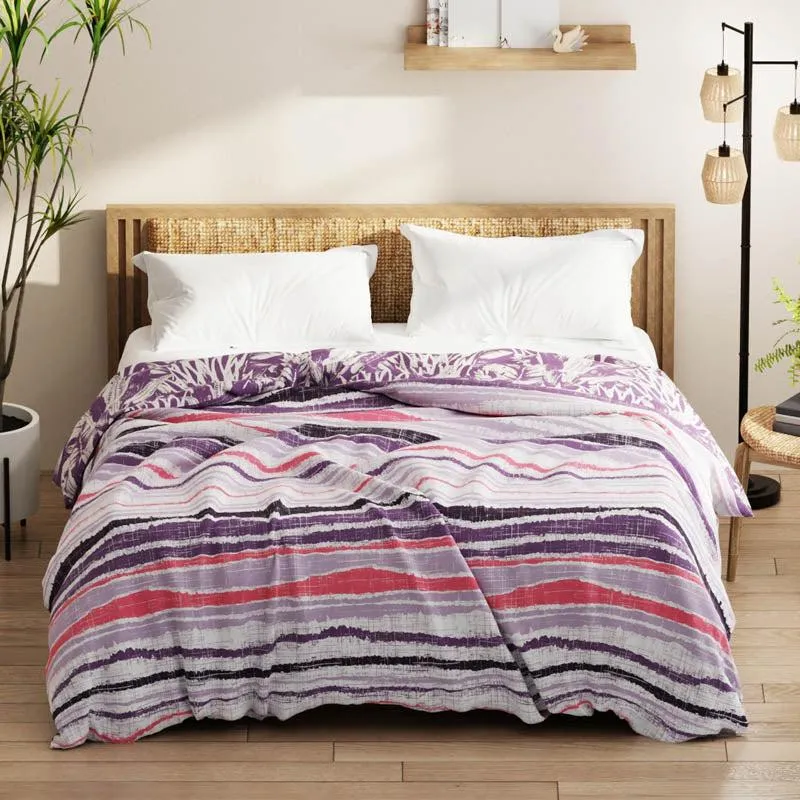 Arjia Floral Reversible Microfiber Comforter (Purple) - 120 GSM media 7
