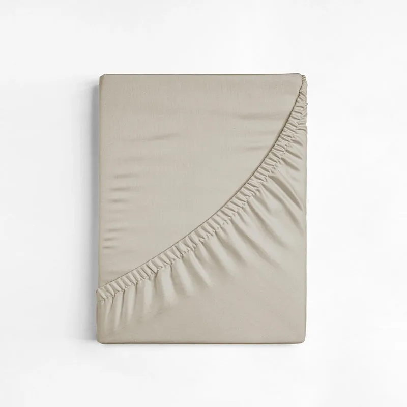 Maison Fitted Solid Cotton Bedsheet (Beige) - 400 TC - 14