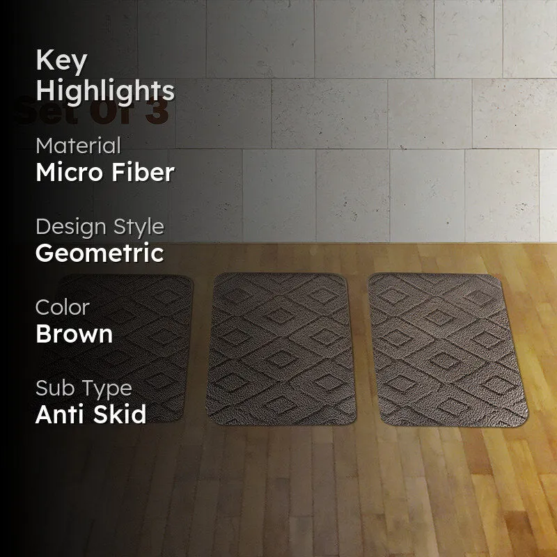 Zella Anti Skid Bath Mat (Brown) - Set Of Three media 2