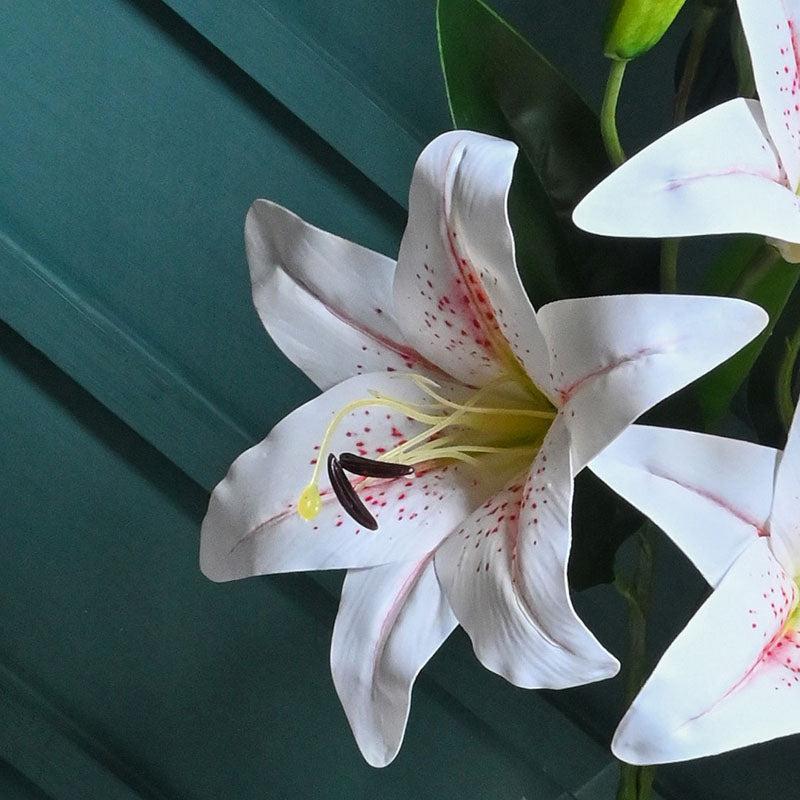 Faux Everlasting Artificial Lily Polyester Flower Stick - White media 3