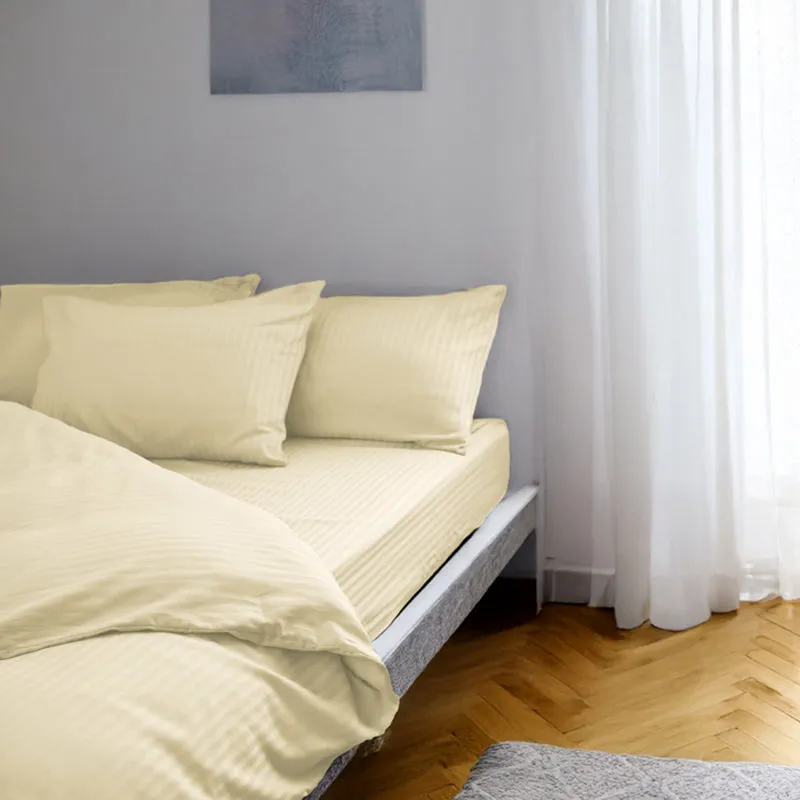 Stripe Charm Cotton Duvet Cover - Ivory media 1