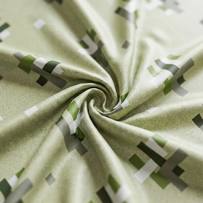 Criss Cross Chrome Cotton Bedsheet (Green) - 144 TC media 5