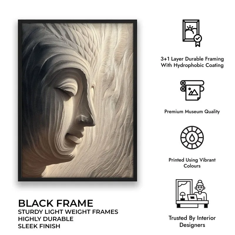 Awakened Buddha Archival Paper Wall Painting With Black Frame media 9