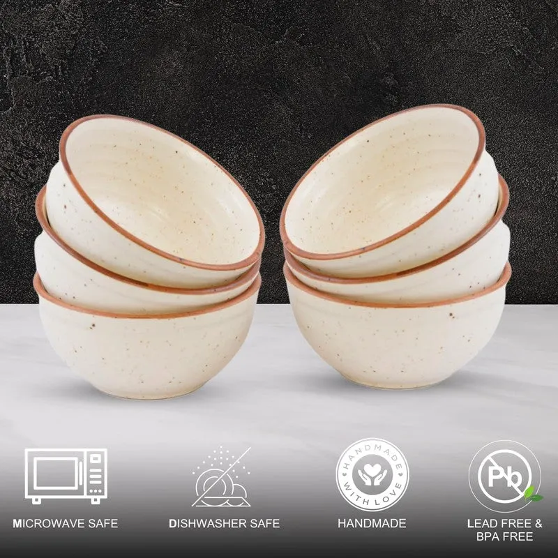 BiteCraft Ceramic Snack Bowls (White, 200 mL Each) - Set Of Six media 4
