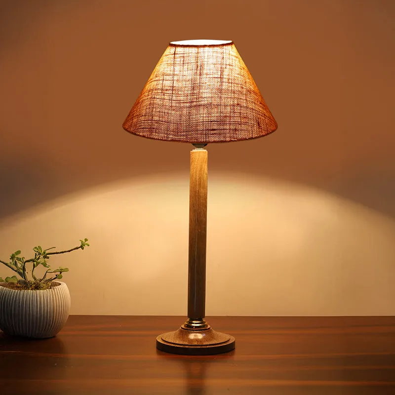 Loft Gleam Table Lamp With Wooden Base - Beige,Brown media 2