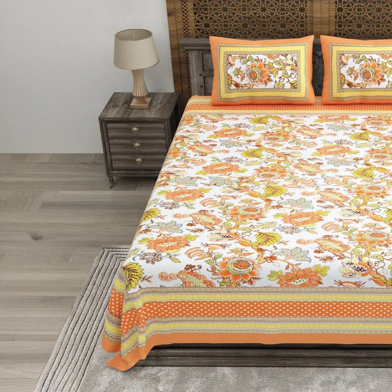 Tonear Cotton Bedsheet (Orange,Yellow) - 240 TC media 3