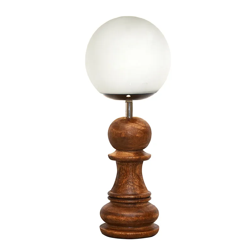 Chess Pawn Wooden Table Lamp - Brown,White media 3