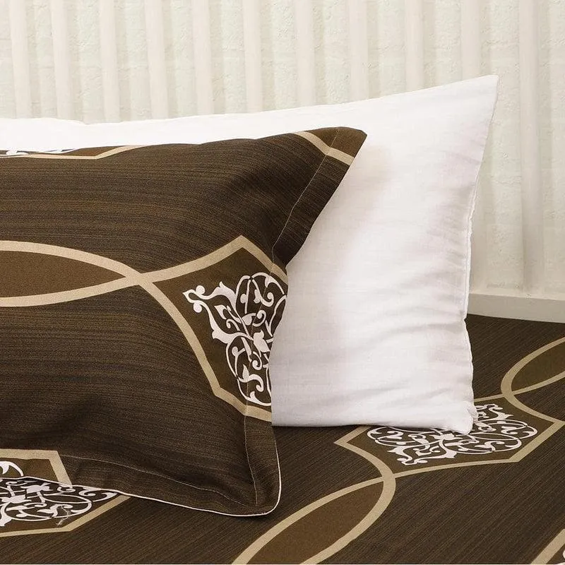 Swayam Brown Indo-European Printed Cotton Bedsheet  - 210 TC media 3