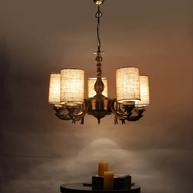 Auric Cylindrical Golden Antique Ceiling Lamp media 1