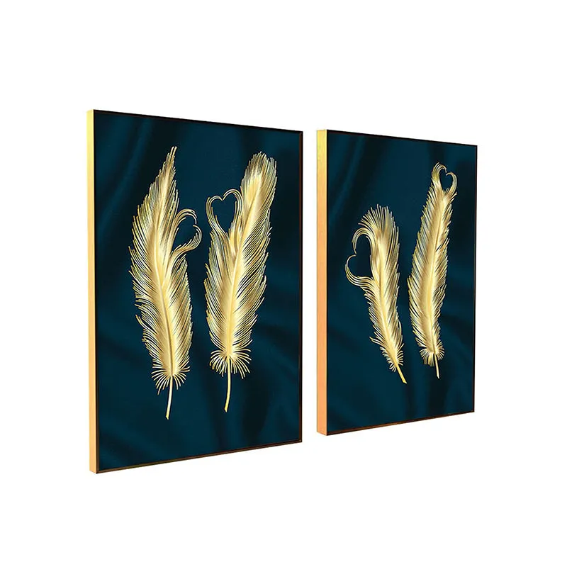 Feather Lusture Wall Painting - Set Of Two media 3