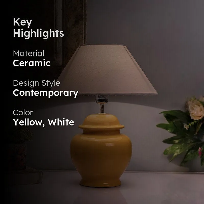 Fancy Pants Ceramic Table Lamp With Conical Shade (White) - Set of Two media 2