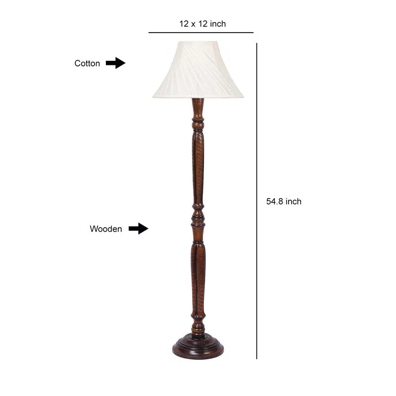 Hima Cross Pleated Vintage Wooden Floor Lamp - Off-White media 6