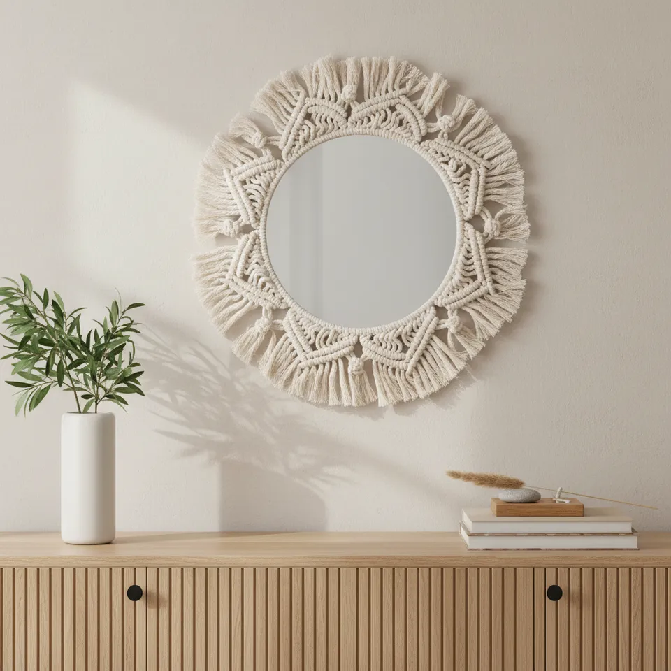 Roxanne Macrame Wall Mirror media 1