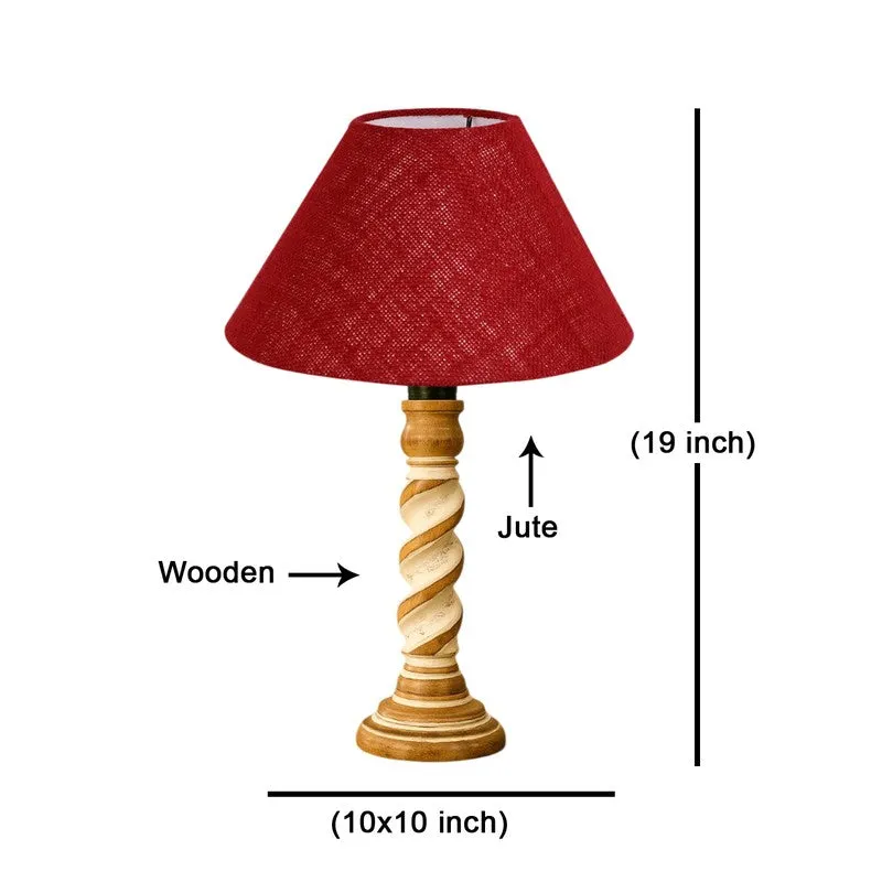 Modera Aven Wooden Table Lamp - Maroon media 8