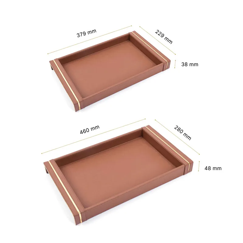 Ceastra Faux Leather Serving Tray - Brown media 8