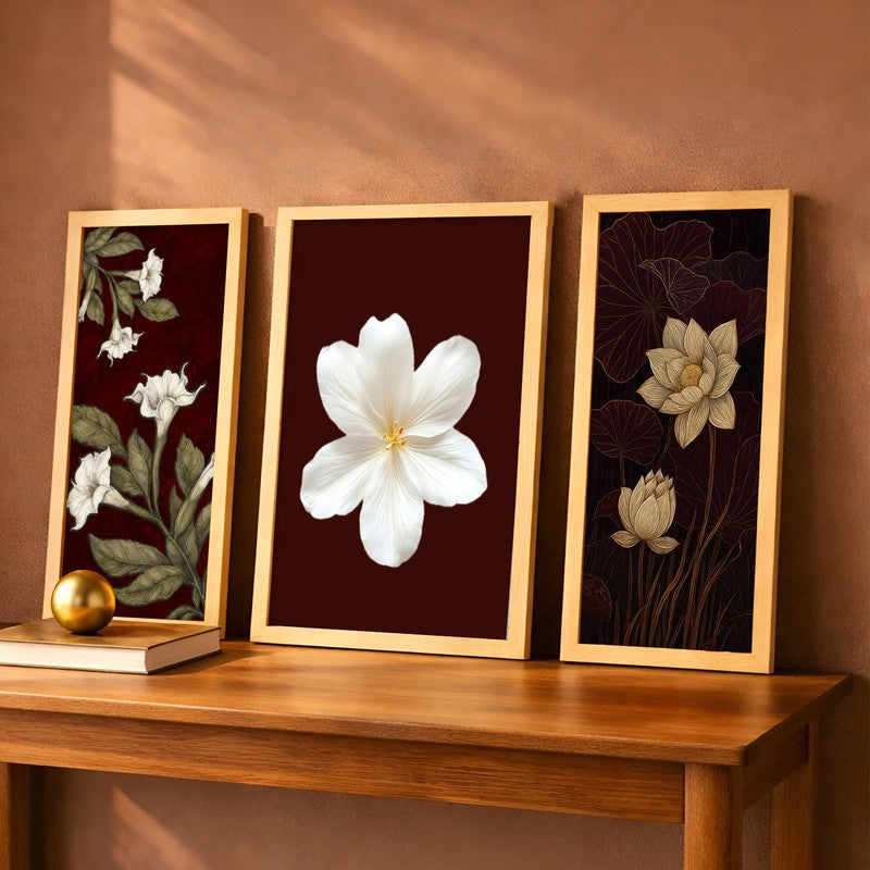 Petal Poetry Wall Art With Frame - Set of Three
