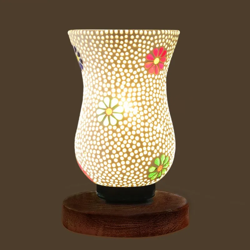 Aurashi Mosaic Glass Table Lamp With Wooden Base - Multicolor media 6