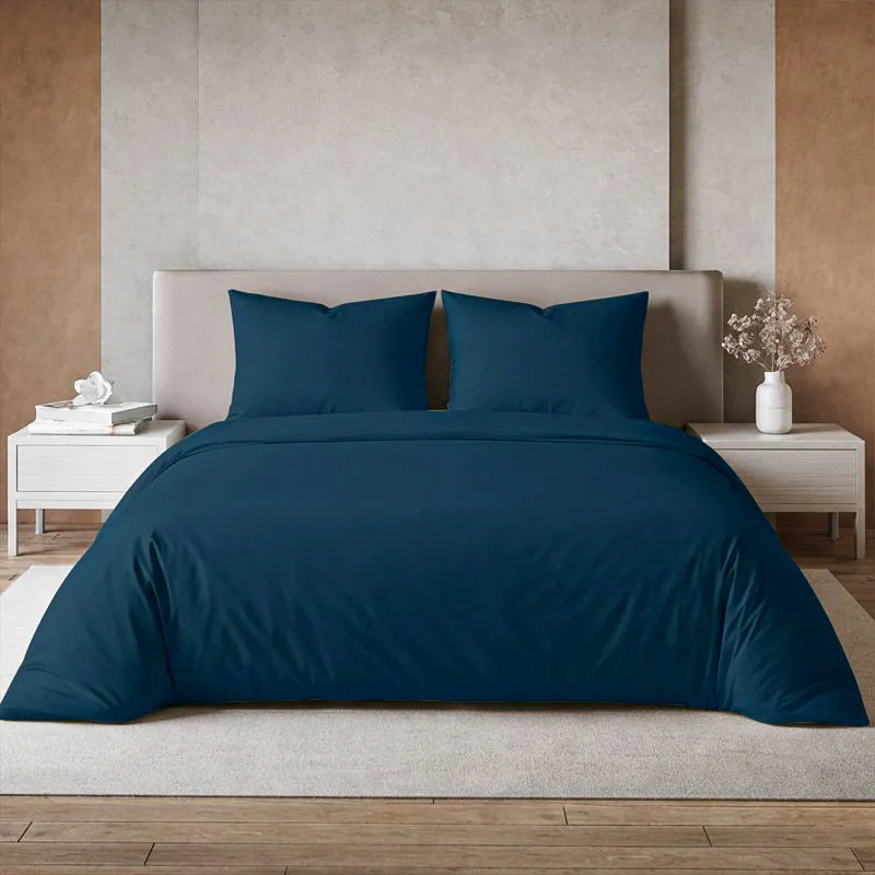 Caressence Solid Cotton Bedsheet (Dark Teal) - 300 TC media 1