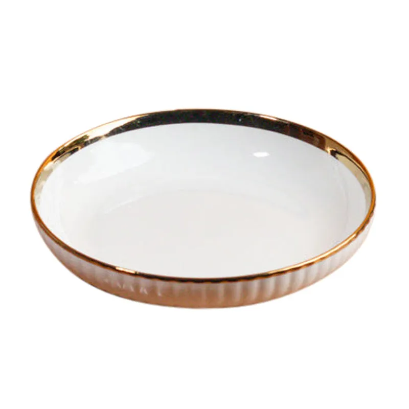 Elegant White Porcelain Quarter Plates with Gold Rim - Set Of Two media 7