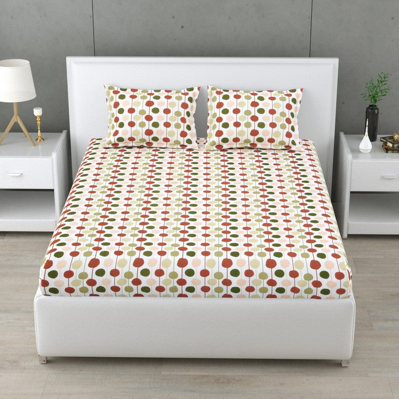 Dreamy Printed Pure Cotton Bedsheet (Brown) - 160 TC - King
