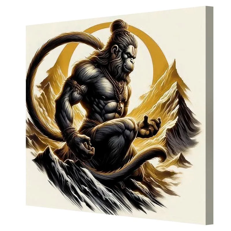Vigorous Hanuman Wall Painting media 5