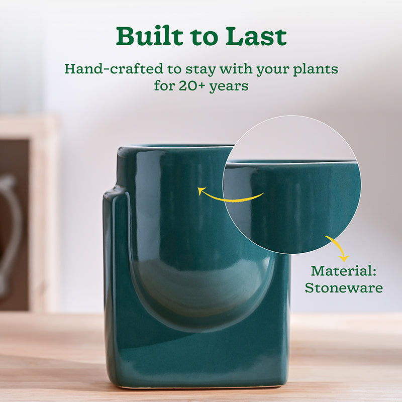 Ugaoo Minimalica Ceramic Planter - Dark Green media 3