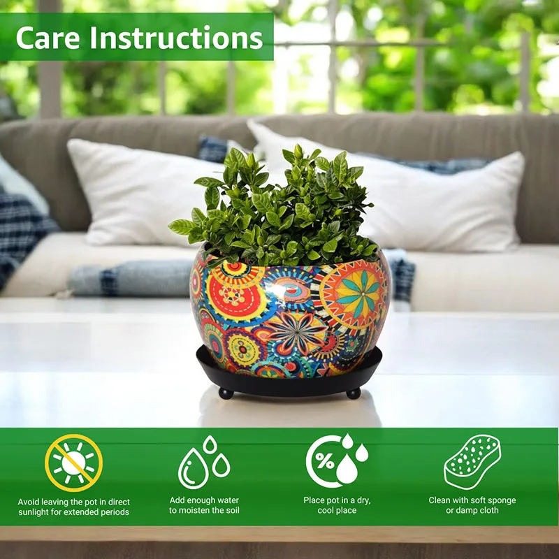 Rustic Fusion Planter With Plate - Set Of Two media 5