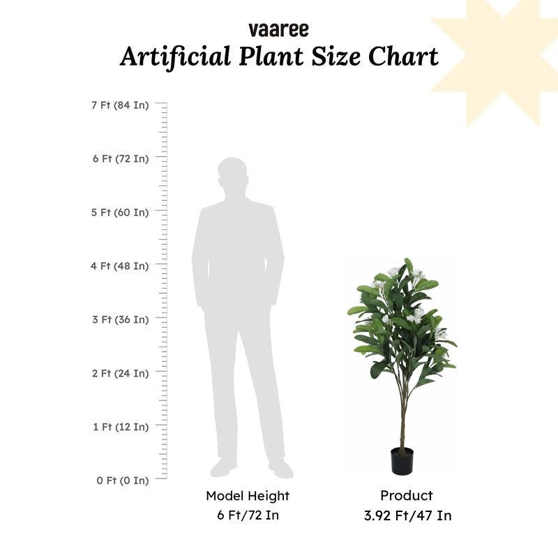 Faux Frangipani Plant With Black Plastic Pot - 3.94 ft media 7