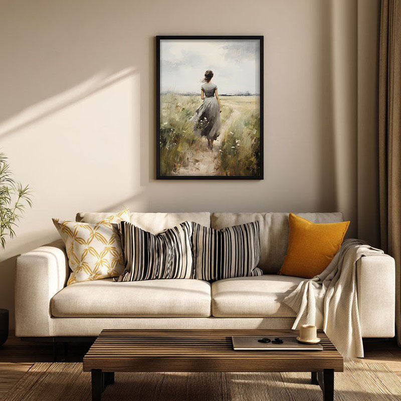 Fields of Solitude Archival Canvas Wall Art - Black Frame