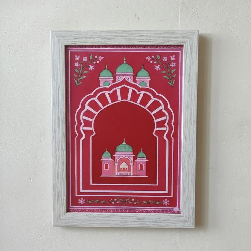 Majestic Mughal Motif Wall Paintinb With Frame - Set Of Three media 4
