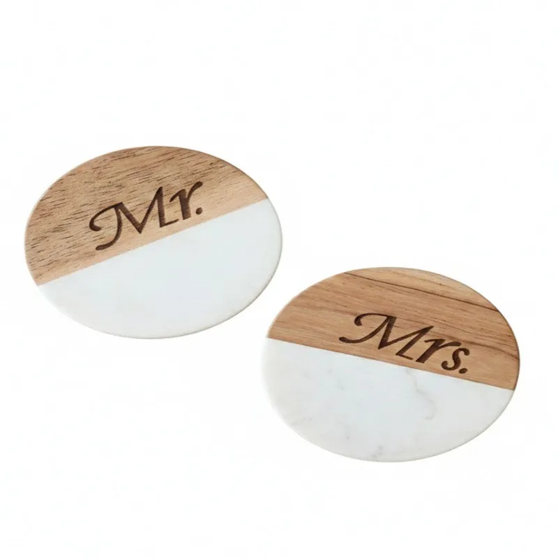 Mocha Marble Engraved Marble Coasters - Set Of Two media 3