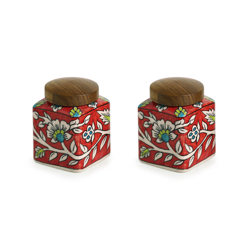 Rang-E-Gul Handpainted Ceramic Multi-Utility Jar (240 ML) - Set Of Two media 3