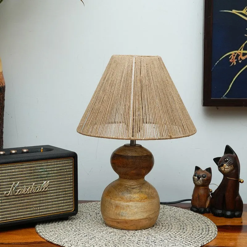 Hushbeam Cotton Table Lamp With Wooden Base - Beige media 3