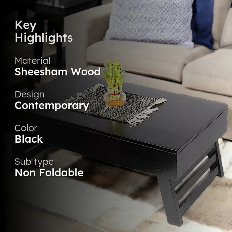 Arvion Sheesham Wooden Center Table - Black media 2