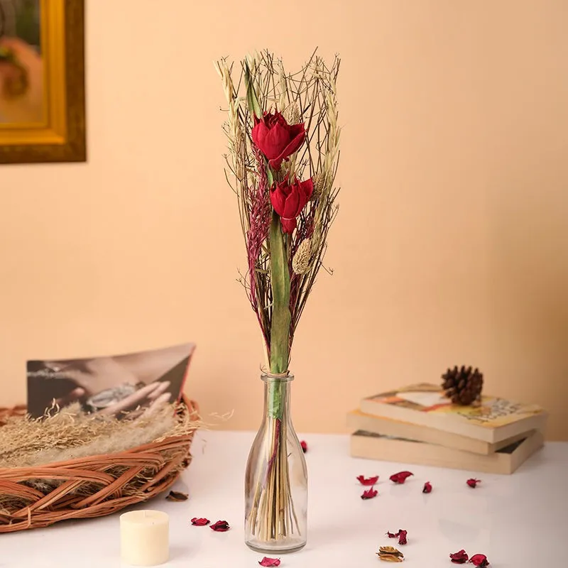 Roseair Artifcial Flower With Glass Vase media 1