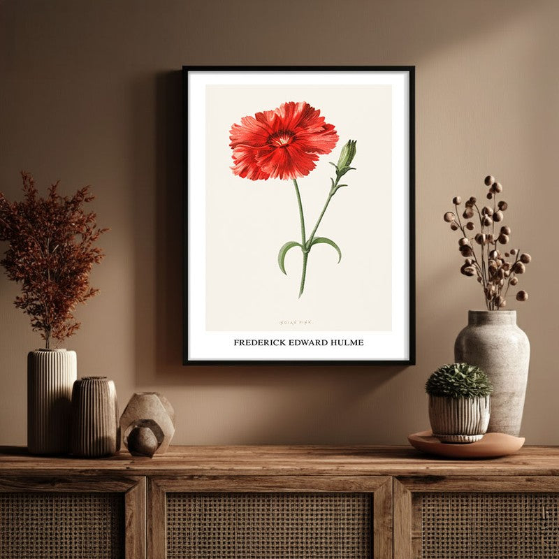 Indian Pink Frederick Edward Hulme Archival Canvas Wall Painting - Black Frame