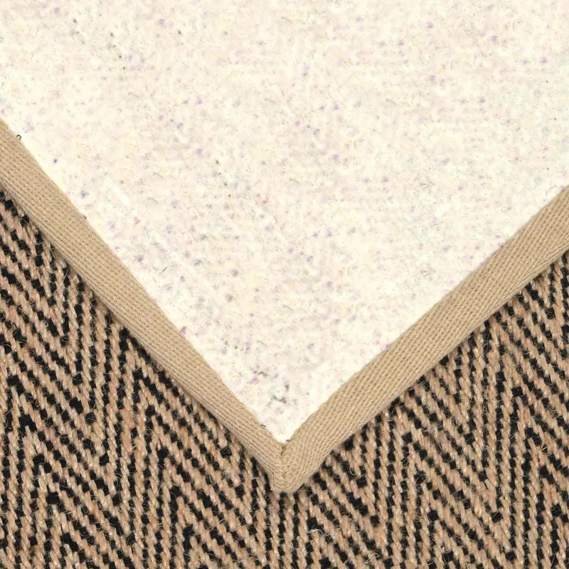 Saral Home ChevronTread Anti-Slip Jute Cotton Area Rug - Black & Beige media 6