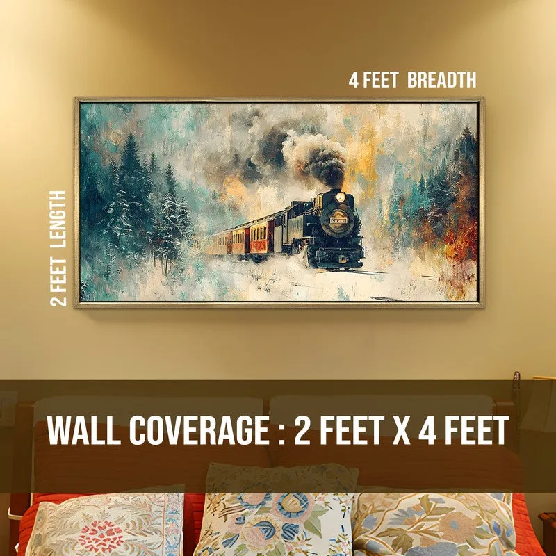 Locomotive Canvas Wall Painting With Frame media 8